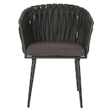 thumbnail of 2er-Set Aluminium-Gartenstuhl HWC-N38, Outdoor Stuhl Armlehne, Olefin Seilgeflecht Rope ~ anthrazit Kissen dunkelgrau