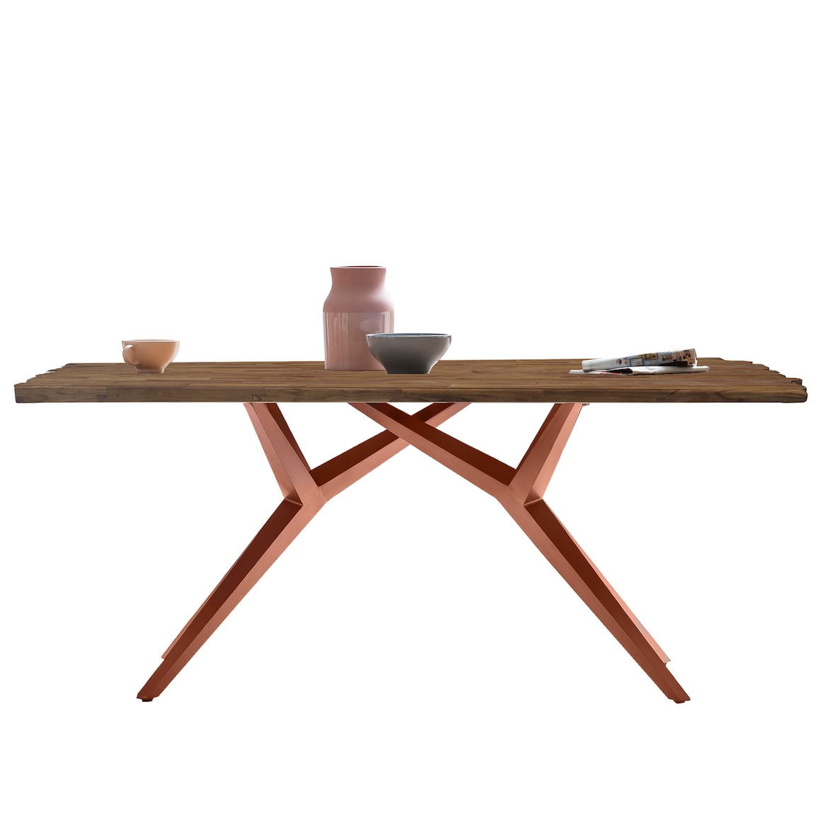 SIT Möbel Esszimmertisch 220 cm aus Teak | Platte 50 mm natur | Metallgestell antikbraun | B 220 x T 100 x H 73,5 cm | 15543-00 | Serie TABLES & CO
