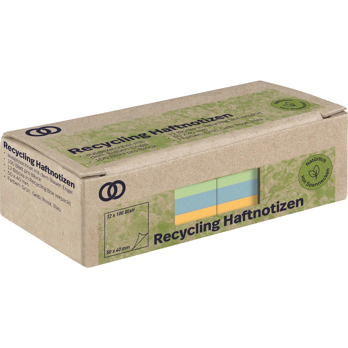 Soennecken Haftnotiz oeco 5867 RC 50x40mm 100 Blatt sortiert 12 Stück