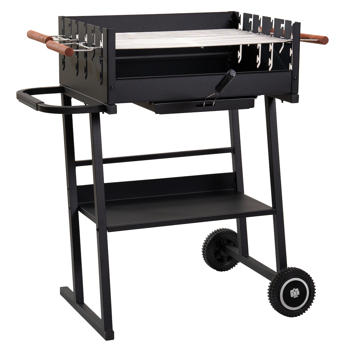 Tarrington House Brigida houtskoolbarbecue, 41 x 58.5 cm, 2 in hoogte verstelbare grillroosters, verrijdbaar, staal, zwart