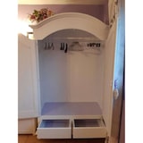 thumbnail of shopinnovativo -Armadio a cappello tondo appendiabiti con bastone e 2 ante 2 cassetti in legno massello e mdf con rifinitura in bianco 125x61x200 H