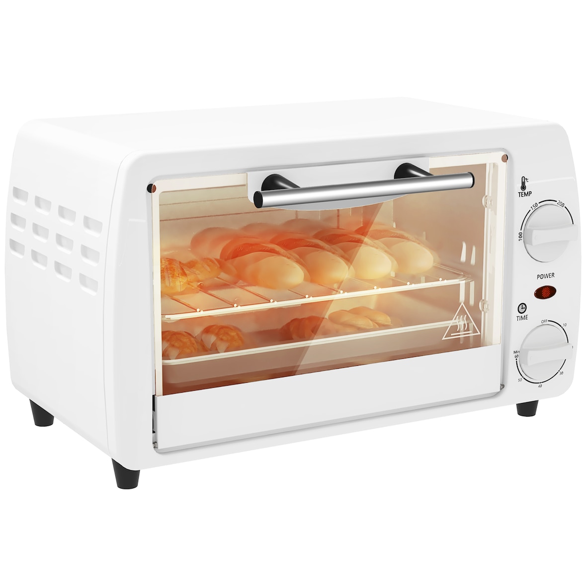 HOMCOM Horno Eléctrico Sobremesa 10L  750W Horno Eléctrico Pequeño Temperatura 230 ℃ y Temporizador 36,5x26x22 cm Blanco