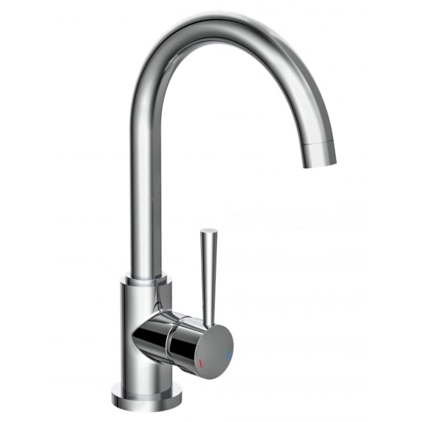 Spültischarmatur Cornwall Gebogen Chrom mit hohem Rundbogenauslauf und 360° Schwenkbereich Wasserhahn