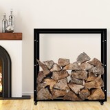 thumbnail of DELUKE® Kaminholzregal innen Metall SATLO mit Rollen Brennholzregal innen Kaminholzständer Kaminholzhalter Feuerholzregal Schwarz, 25x100x100cm