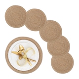 thumbnail of Relaxdays Tischset 6-teilig, für Esstisch, aus Wasserhyazinthe, Platzdecken, runde Telleruntersetzer, Ø 37 cm, natur