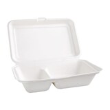 thumbnail of Fiesta Compostable - Kompostierbare Bagasse-Mahlzeitendosen mit Scharnierdeckel, weiß, 2 Teile (200 Stück)