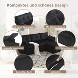 thumbnail of Merax 3-Sitzer Schlafsofa mit Stauraum – Modulares Ecksofa aus Cord, bequemes Sofabett, Schwarz
