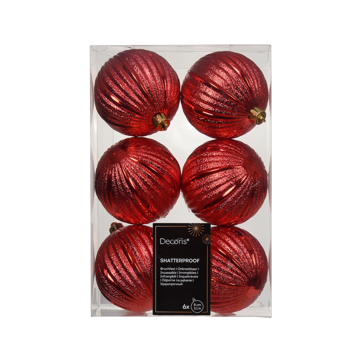 6 Weihnachtskugeln Kunststoff 8cm klassisch & bruchsicher Christbaumkugeln Weihnachtsbaumkugeln Christbaumschmuck Weihnachtsbaumschmuck Weihnachtsrot