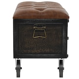 thumbnail of Helloshop26 - Aufbewahrungsbank 80,5 x 41 x 50 cm Massivholz und braunes Kunstleder 02_0021245
