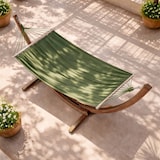 thumbnail of Hamac sur pied en bois vert cactus