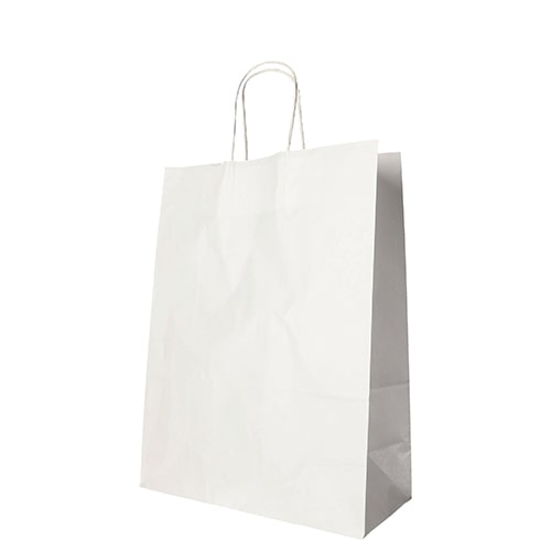 PAPSTAR 25 Tragetaschen, Papier 35 cm x 26 cm x 12 cm weiss mit gedrehtem Tragegriff