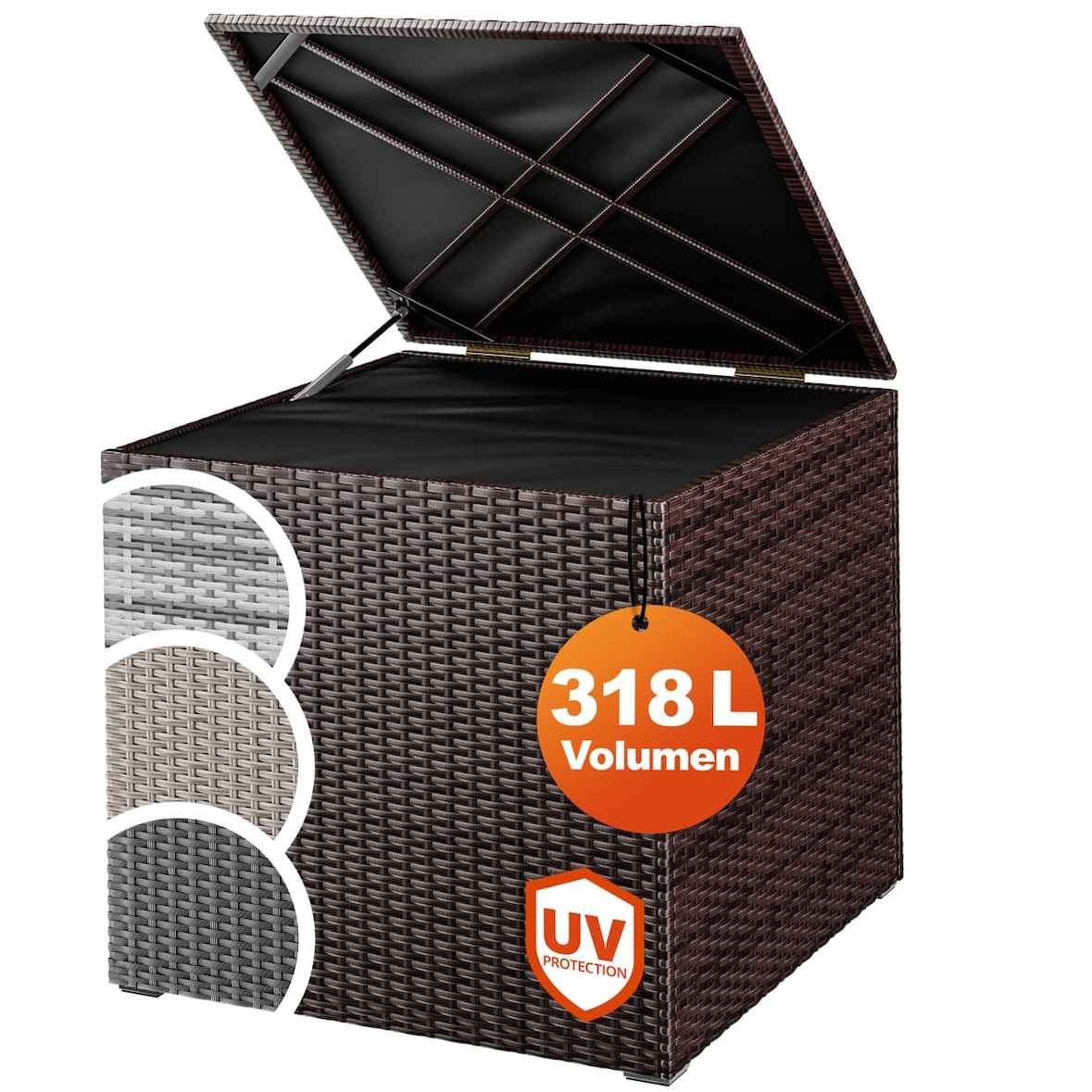 CASARIA® Polyrattan Auflagenbox Kissenbox Gartentruhe 318 L Braun