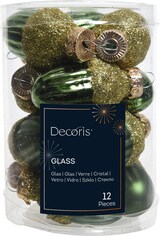 thumbnail of 12 Glas Eicheln 4cm Christbaumschmuck Weihnachtskugeln Zapfen Nüsse dunkelgrün