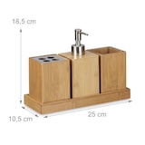thumbnail of Relaxdays Bad-Accessoires-Set 4-teilig, Bambus, Zahnbürstenhalter, Seifenspender, Seifenablage, Behälter,natur