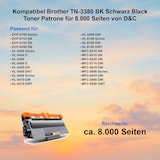 thumbnail of Kompatibel Brother TN-3380 BK Schwarz Black Toner Patrone für 8.000 Seiten von D&C