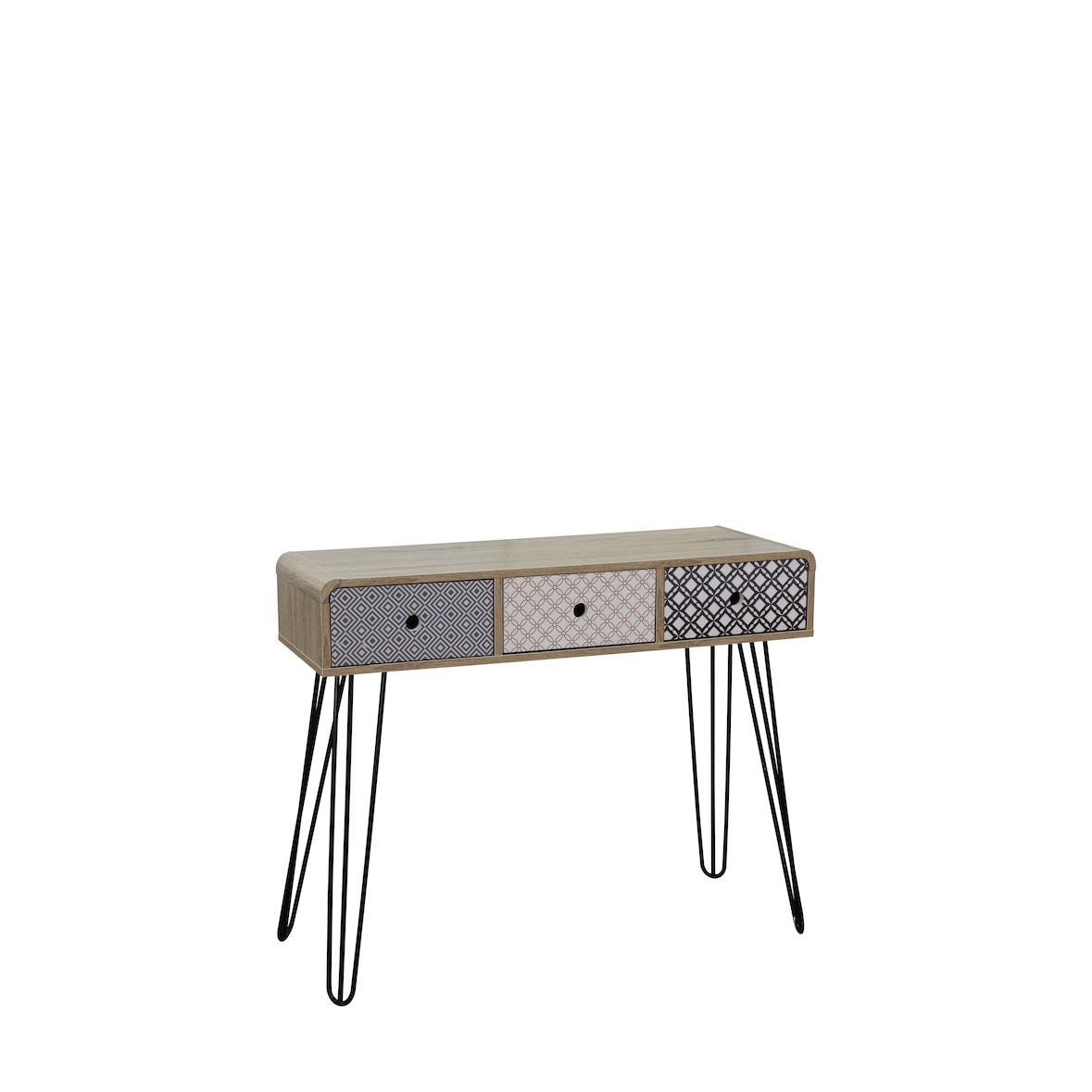 Möbilia Konsolentisch white wash | 3 Schubladen | B 99 x T 35,5 x H 80,5 cm | MDF blau / weiß / grau | 25020099