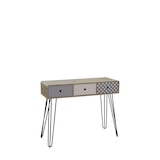 thumbnail of Möbilia Konsolentisch white wash | 3 Schubladen | B 99 x T 35,5 x H 80,5 cm | MDF blau / weiß / grau | 25020099