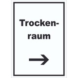 thumbnail of Trockenraum Schild mit Text und Richtungspfeil rechts Wäsche trocknen hochkant A3 (297x420mm)