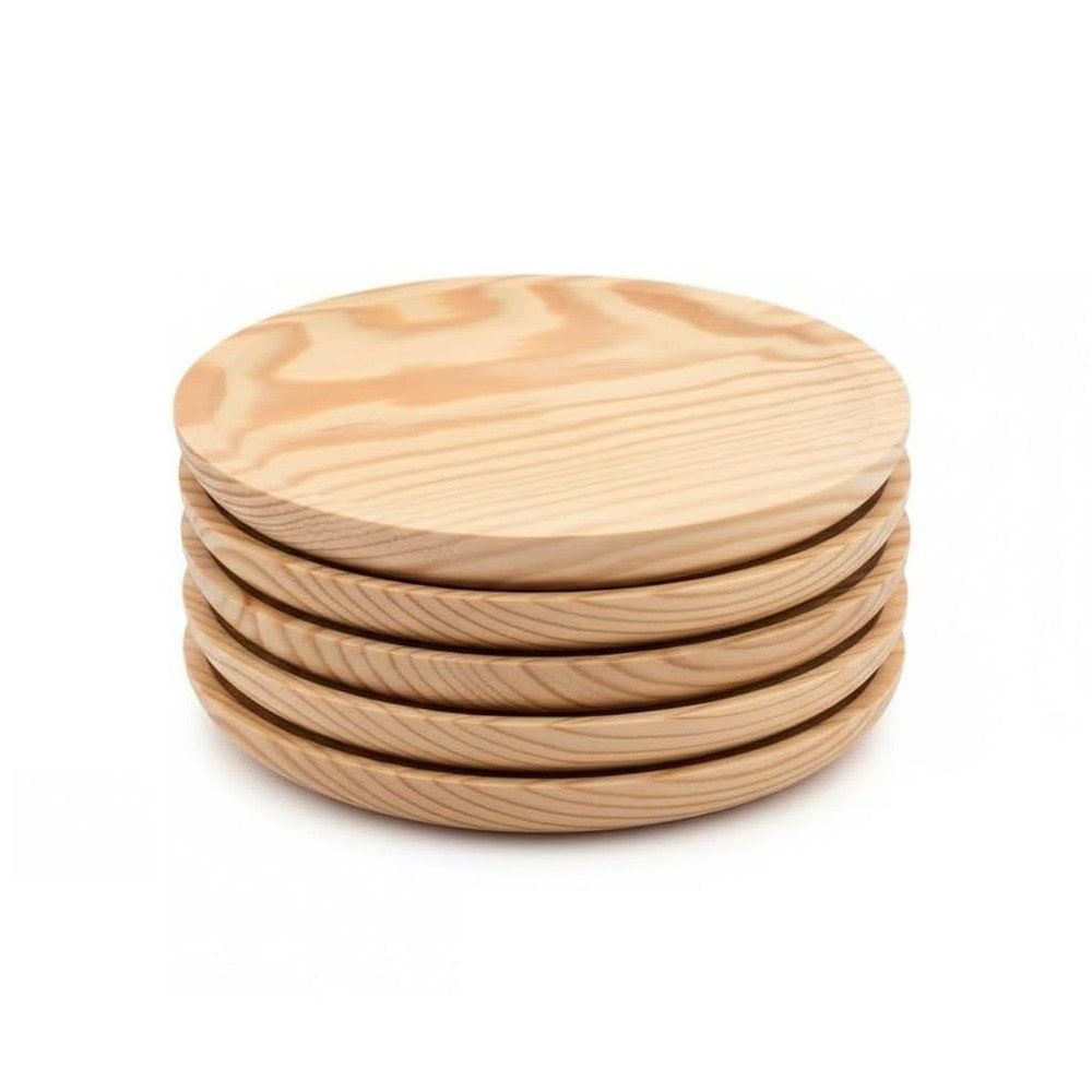 Juego de 6 Platos de madera COSHANO para pulpo, pizza, etc. Diametro de 16cm