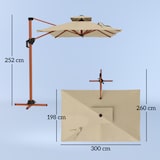 thumbnail of Outsunny sombrilla de jardín 300x198x252 cm parasol excéntrico de aluminio con manivela inclinación ajustable doble techo base cruzada giratoria 360°