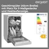 thumbnail of Exquisit PLUS Geschirrspüler 45 cm, Unterbaufähig, 9 Maßgedecke, 9 Liter, ECO-Programm, Startzeitvorwahl, GSP59309-030E silber