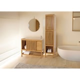 thumbnail of Teak-Hochschrank HWC-M70, Badschrank, 2 Türen 5 Fächer, hochwertiges B-Grade-Teak (Kernholz, 20-30 Jahre) 181x41x35cm