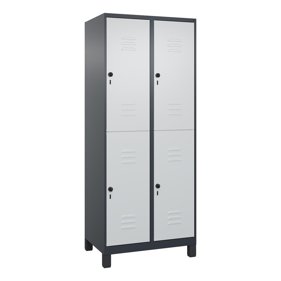 C+P Doppelstock-Spind Classic PLUS, Füße, 2 Abteile, 1950x800x500mm, 7016/7035