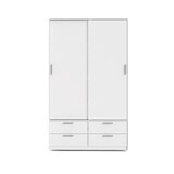 thumbnail of Line Kleiderschrank Schiebetürenschrank mit 2 Türen und 4 Schubladen, weiss.