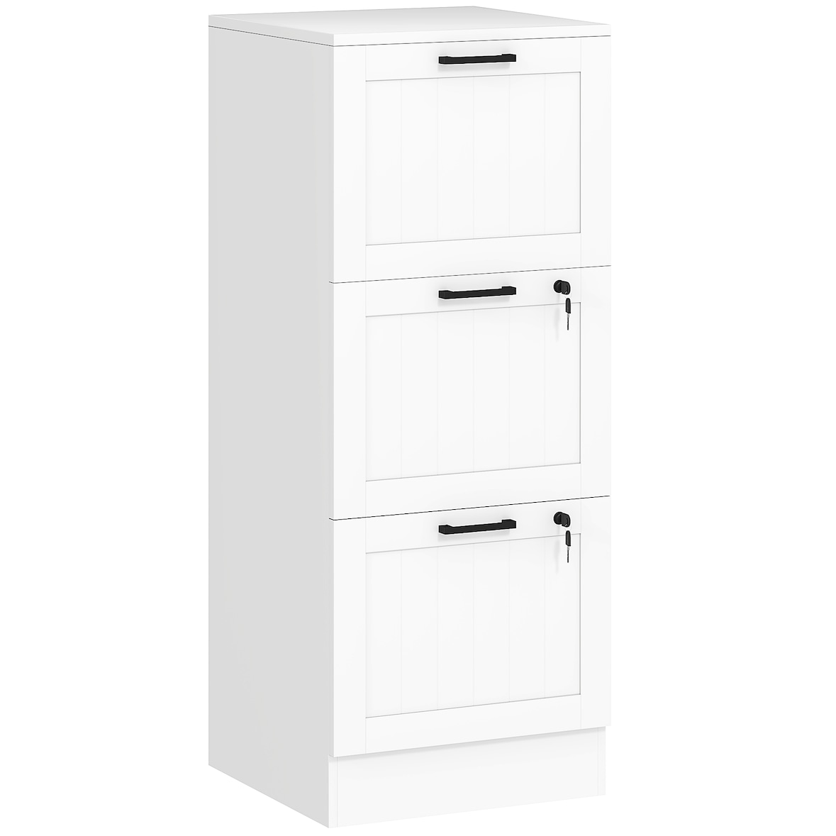HOMCOM cajonera de oficina mueble archivador con 3 cajones cajonera para escritorio con rieles colgantes ajustables 40x40x101 cm blanco