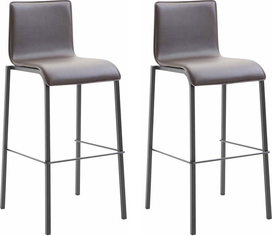 2er Set Barhocker Kado Kunstleder Square Flach schwarz braun