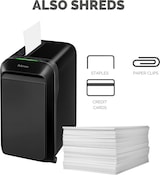 thumbnail of Destructora trituradora de papel Fellowes LX220, 3-5 usuarios, destruye hasta 20 hojas en minipartículas de 4x12mm, Din P-4, papelera 30L/750 hojas
