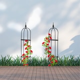 thumbnail of Relaxdays Rankhilfe Obelisk, 2er Set, 85 cm hoch, Ranksäule für Kletterpflanzen, Metall, freistehend, Rosenturm, schwarz