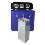 thumbnail of PROREGAL Abfallsammler mit Edelstahl-Einwurfklappe, 3x45L, HxBxT 83x95x35,5cm, Ultramarinblau, Abfallbehälter, Abfalleimer, Abfalltrennung, Edelstahl