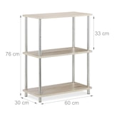 thumbnail of Relaxdays 3 Ebenen Regal, niedriges Küchenregal, multifunktional, offen, MDF/Metall, Standregal HBT: 76x60x30 cm, natur