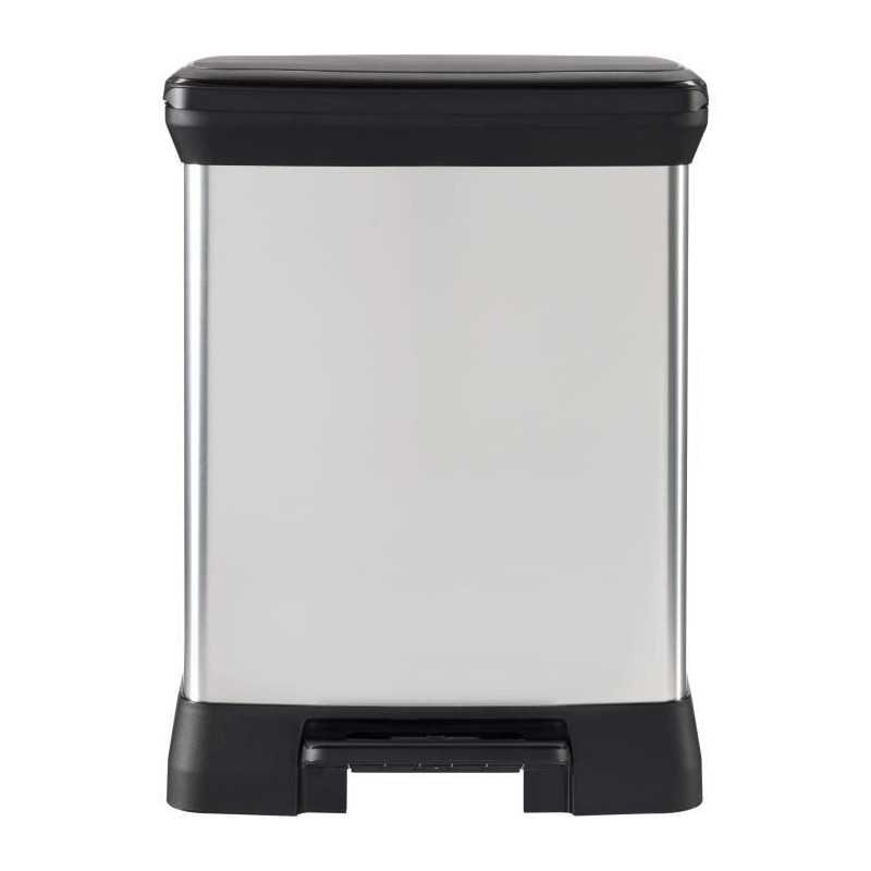 Poubelle Rectangle - Deco Bin - Curver - 50l - Design élégant - 39 X 29 X 51 Cm - Gris Métallisé