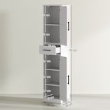 thumbnail of HOMCOM armario alto de baño estrecho con 2 puertas 1 cajón 2 estantes ajustables columna de baño estilo rústico para salón cocina 40x30x170 cm blanco