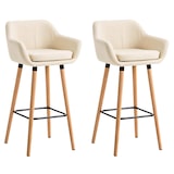 thumbnail of Conjunto de 2 bancos de bar em pele Grant creme