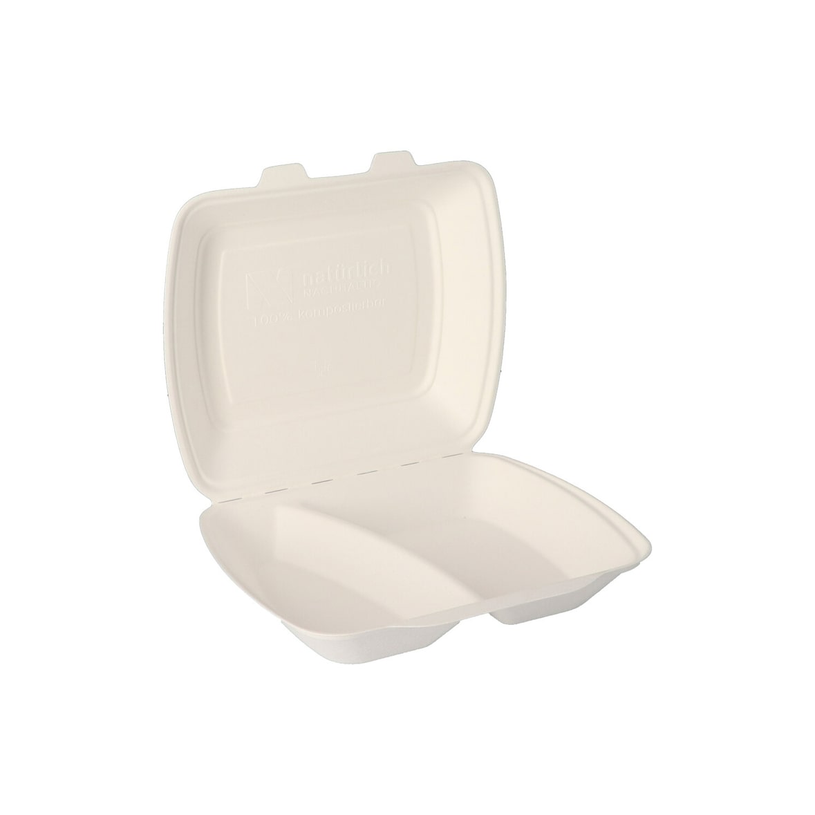 Nette 200 Stück Bagasse Menüboxen weiß 2-geteilt 240x195x72mm