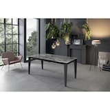 thumbnail of Uitschuifbare tafel van 120 cm tot 170 cm modern keramisch blad op gehard glas antraciet marmer