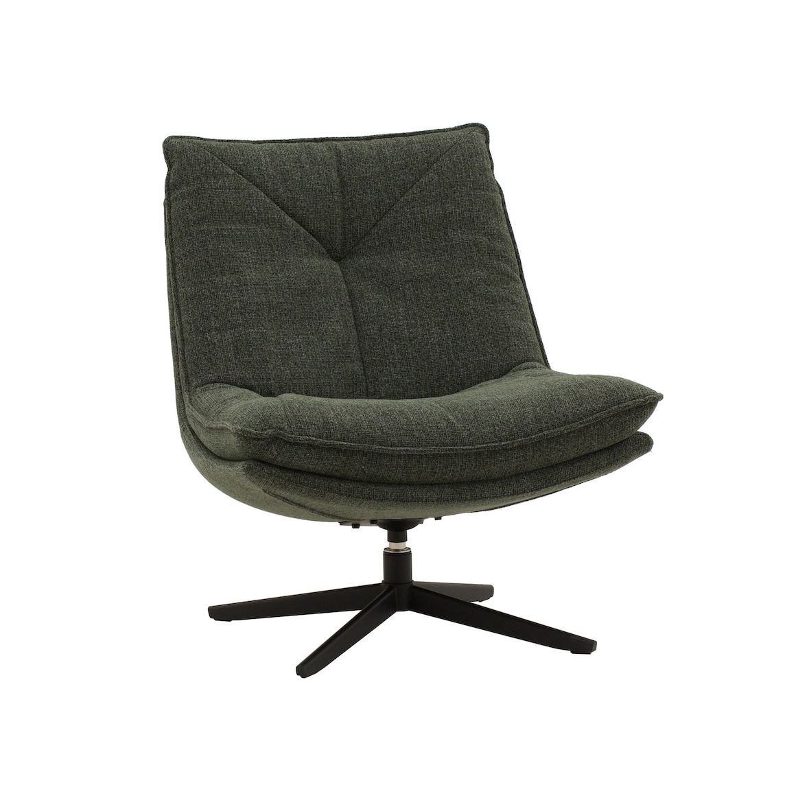 Poltrona girevole BRIKELL in tessuto verde scuro e base in metallo nero