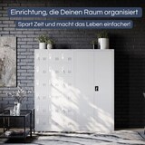 thumbnail of Schließfachschrank Spind BERN - 18 Fächer, Etikettenhalter Lüftungsschlitze | Wertfachschrank Umkleideschrank Metall Kleiderspind, 185x90x40cm Grau