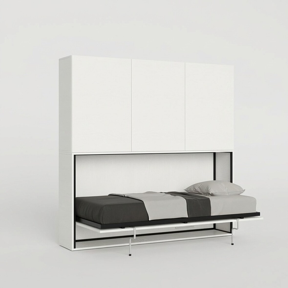 Mobile con letto singolo a scomparsa orizzontale armadi bianco Kando D-VE90SINKCOMDM-BF