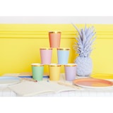 thumbnail of 6 Pappbecher 220ml mit Goldrand Trinkbecher Set Einwegbecher Pappe Getränkebecher Hochzeit Ostern Geburtstag Partyzubehör Bunt Pastell Gold