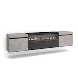 thumbnail of Wohnzimmer TV-Schrank, Viel Stauraum, 200x35x45cm, Für TV-Geräte bis zu 80“, Elektrischer Kamin, Hängend, Moderner Stil, Zementgrau _ 52_23