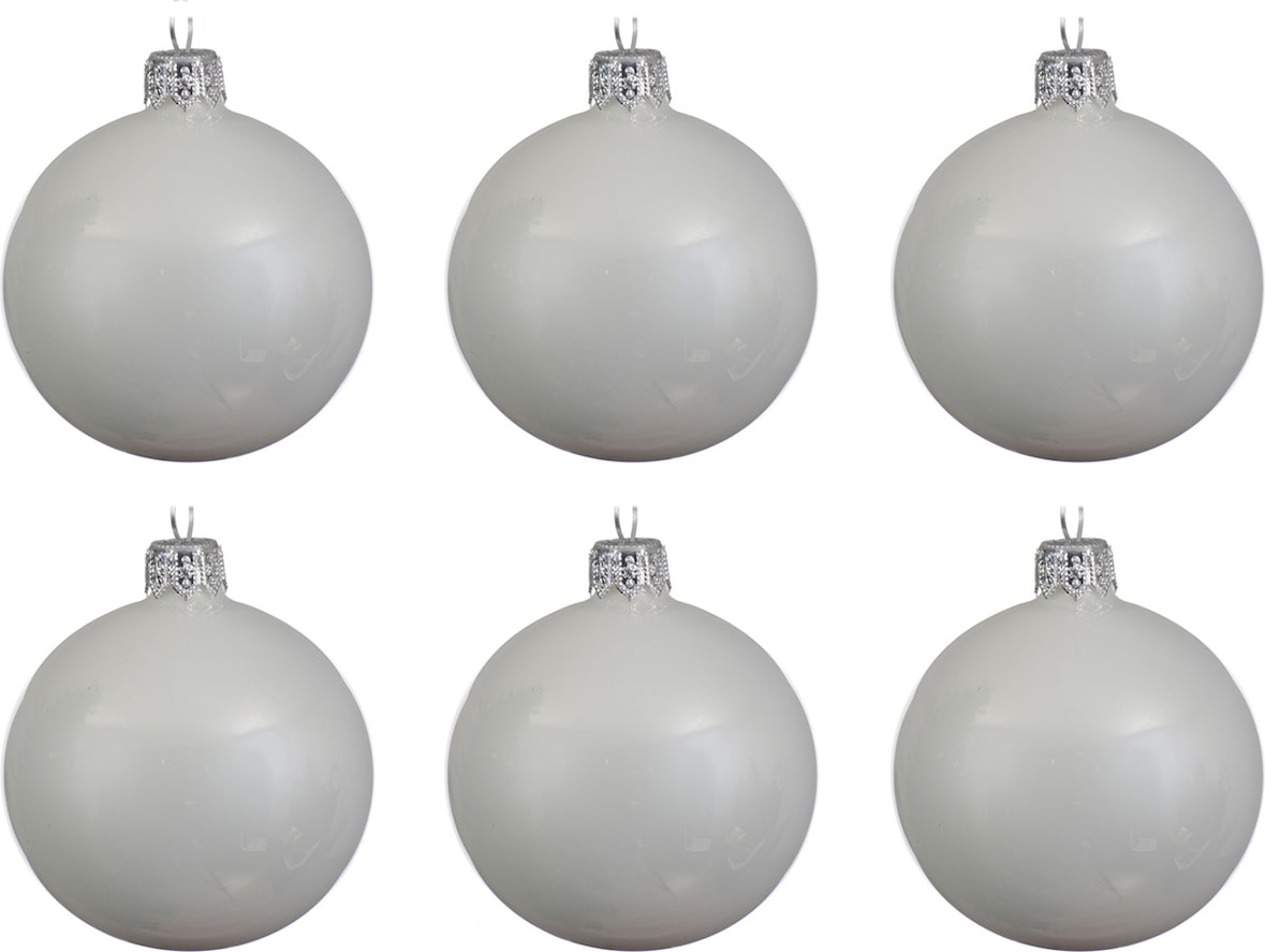 6 Weihnachtskugeln 6cm Glas mundgeblasen Christbaumkugeln weiß glänzend