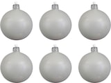 thumbnail of 6 Weihnachtskugeln 6cm Glas mundgeblasen Christbaumkugeln weiß glänzend