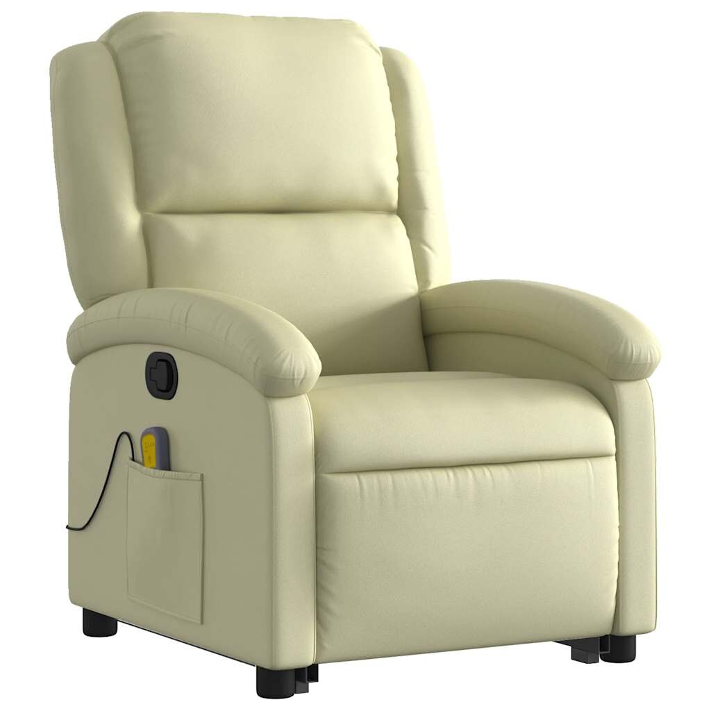 vidaXL Massagesessel mit Aufstehhilfe Creme Echtleder