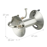 thumbnail of Relaxdays Schlauchtrommel, ohne Schlauch, Edelstahl, für die Wand, Schlauchroller, H x B x T: 27 x 47 x 35 cm, silber