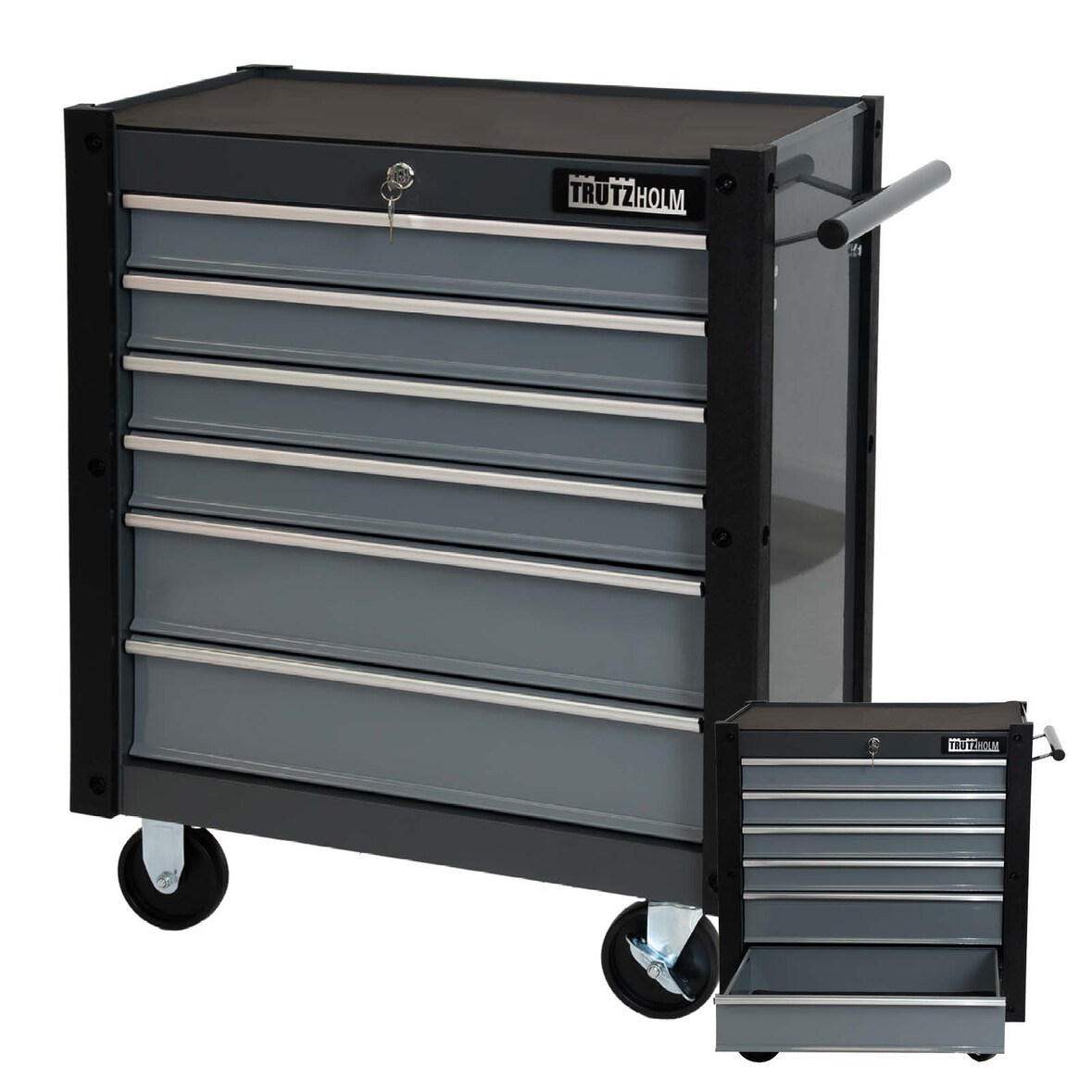Werkzeugwagen Trutzi 78 x 64 cm 6 Schubladen Rollcontainer Werkstattwagen Werkzeugaufbewahrung grau
