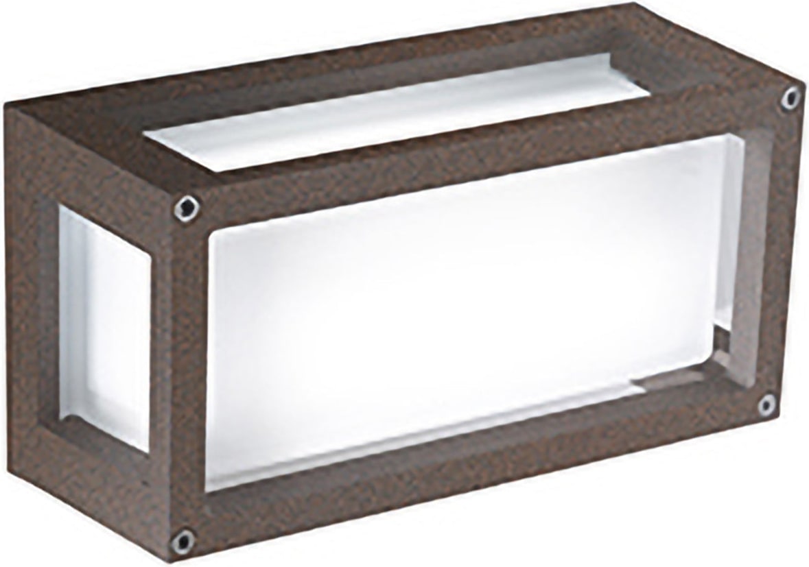 IP54 Wand- und Deckenleuchte aus lackiertem Corten-Aluminium, modernes Design für Innen und Außen, E27-Fassung, Maße 12,2 x 25 x 9,5 cm, Rostfarben